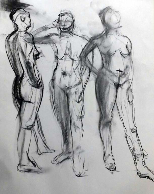beginners life drawing class, liverpool, merseyside, figure study done in the life room at the bluecoat