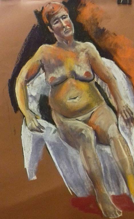 pastel drawing done in the life class, maghull, liverpool, southport, merseyside